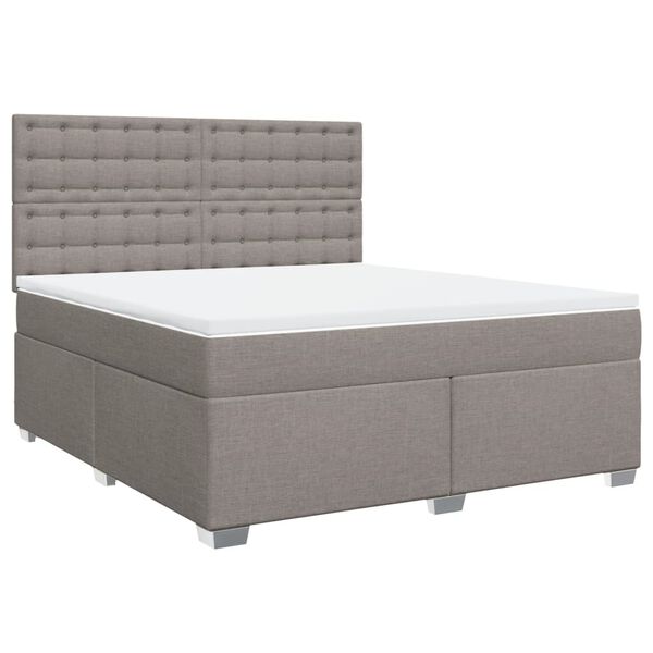 vidaXL Boxspringbett mit Matratze Taupe 180x200 cm Stoff