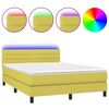 vidaXL Boxspringbett mit Matratze & LED Gr&uuml;n 140x190 cm Stoff