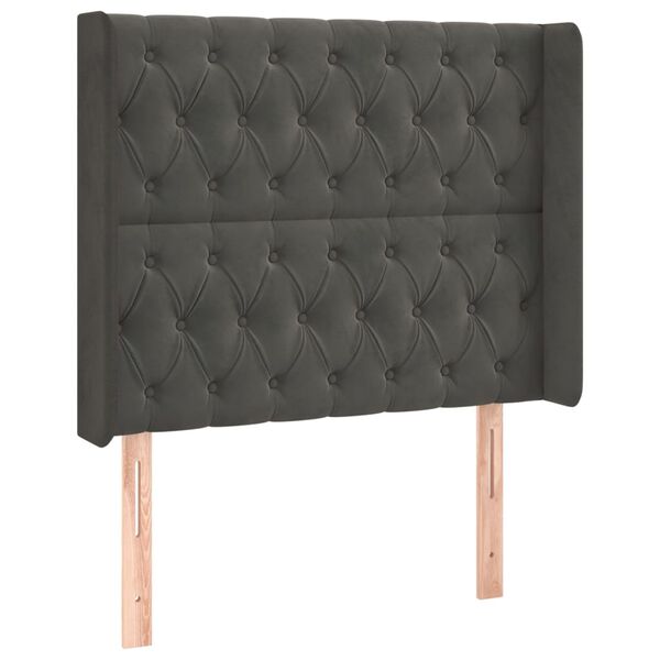 vidaXL Kopfteil mit Ohren Dunkelgrau 103x16x118/128 cm Samt
