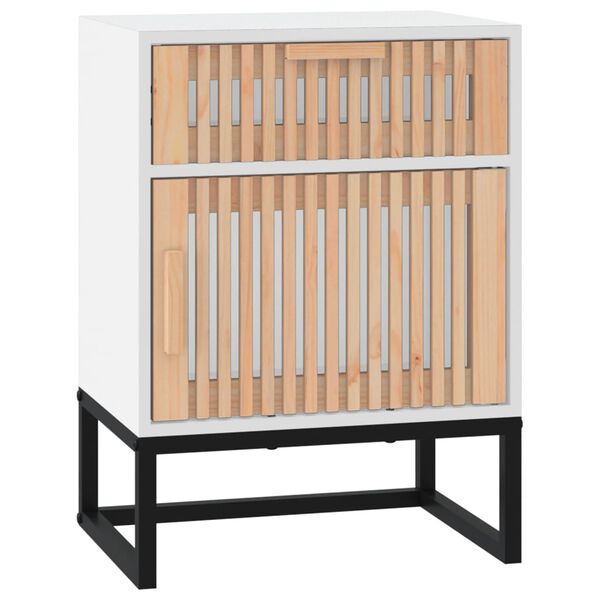 vidaXL Nachttisch Wei&szlig; 40x30x55,5 cm Holzwerkstoff & Eisen