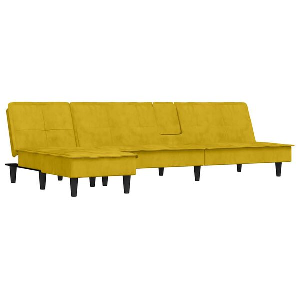 vidaXL Schlafsofa in L-Form Gelb 255x140x70 cm Samt