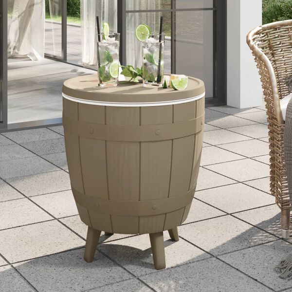 vidaXL 3-in-1 Tisch mit Eisk&uuml;hler Hellbraun Polypropylen