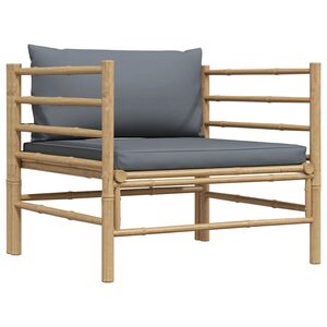 vidaXL Gartensofa mit Dunkelgrauen Kissen Bambus