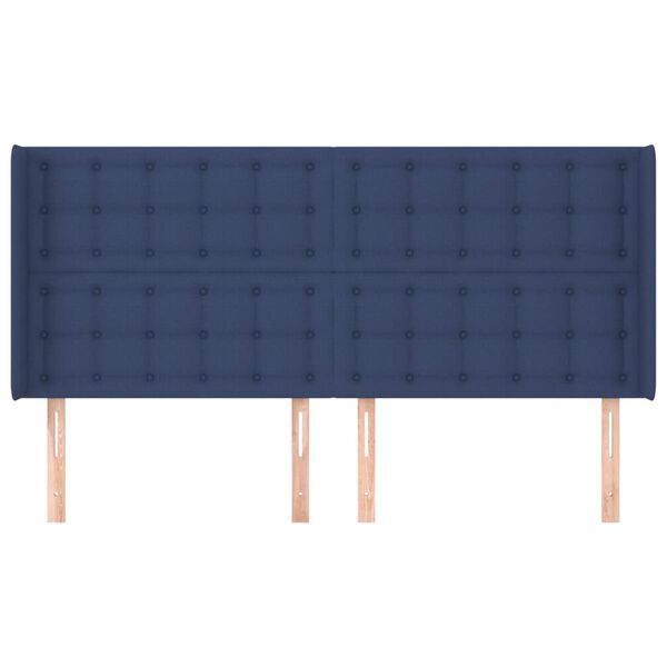vidaXL Kopfteil mit Ohren Blau 183x16x118/128 cm Stoff