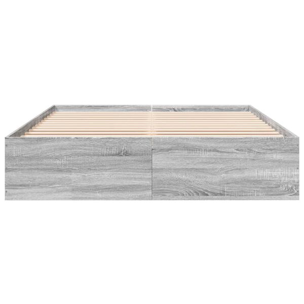 vidaXL Bettgestell Grau Sonoma 150x200 cm Holzwerkstoff