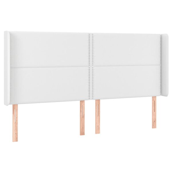 vidaXL LED Kopfteil Wei&szlig; 183x16x118/128 cm Kunstleder