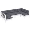 vidaXL 6-tlg. Garten-Lounge-Set mit Kissen Wei&szlig; Kiefer Massivholz