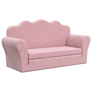 vidaXL Kinder-Schlafsofa 2-Sitzer Rosa Weicher Pl&uuml;sch