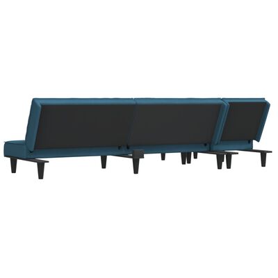 vidaXL Schlafsofa in L-Form Blau 255x140x70 cm Samt