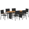 vidaXL Garten Essgruppe 7 stk. Schwarz Poly-Rattan