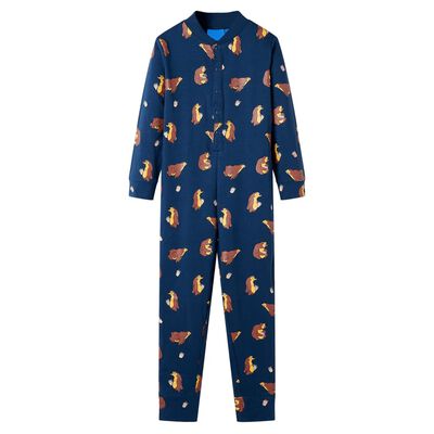 Kinder-Schlafanzug Einteiler Jeansblau 140