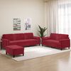 vidaXL 3-tlg. Sofagarnitur mit Kissen Weinrot Samt