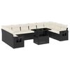 vidaXL 11-tlg. Garten-Sofagarnitur mit Kissen Schwarz Poly Rattan