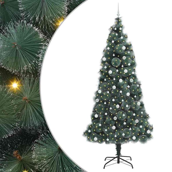 vidaXL K&uuml;nstlicher vorbeleuchteter Weihnachtsbaum mit Kugelset 240 cm