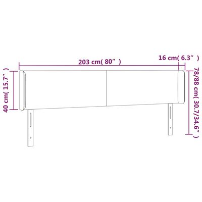 vidaXL LED Kopfteil Dunkelbraun 203x16x78/88 cm Stoff