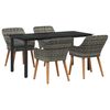 vidaXL Garten Essgruppe mit Kissen 5 pcs Grau Poly-Rattan