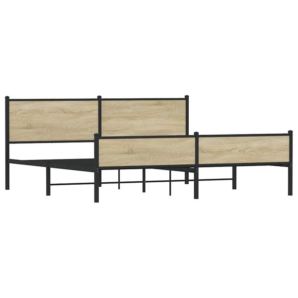 vidaXL Metallbett ohne Matratze Sonoma-Eiche 200x200 cm