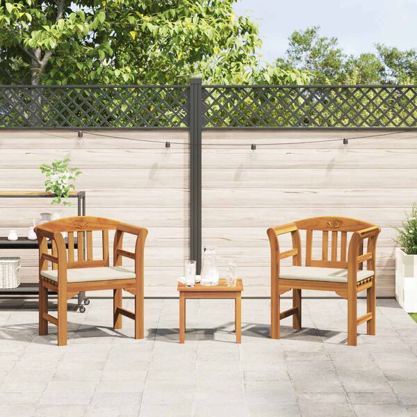 vidaXL M&ouml;belset mit Kissen 3 pcs Natur Massivholz Akazie