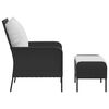 vidaXL Gartenstuhl mit Fu&szlig;hocker Schwarz Poly Rattan