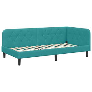 vidaXL Eckbettgestell mit Kopfteil T&uuml;rkis 90 x 200 cm Samt