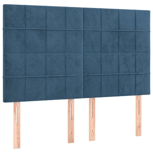 vidaXL Kopfteil Dunkelblau 144x5x118/128 cm Samt