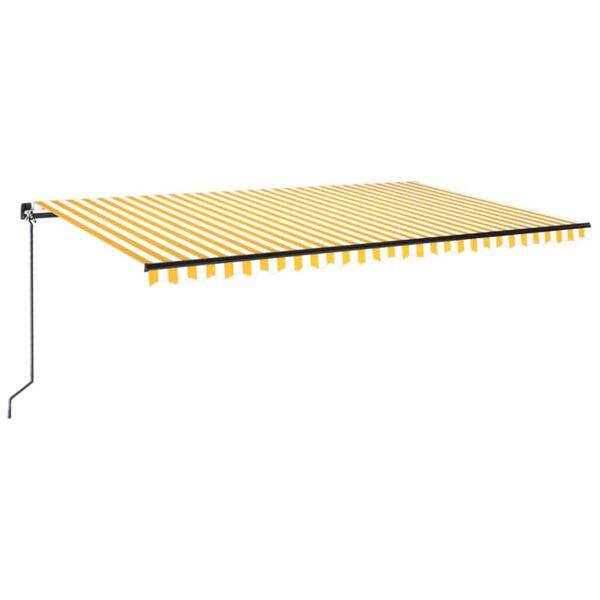 vidaXL Markise Manuell Einziehbar mit LED 500x300 cm Gelb & Wei&szlig;