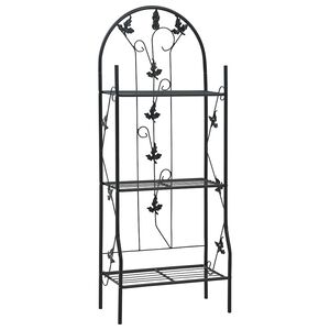 vidaXL 3-stufiges Pflanzenregal Schwarz 52 x 28 x 128 cm Eisen
