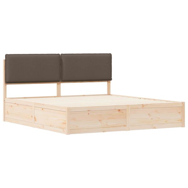 vidaXL Bettgestell mit gepolstertem Kopfteil Taupe 200 x 200 cm