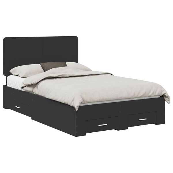 vidaXL Bettrahmen mit Kopfteil Schwarz 120 x 190 cm Holzwerkstoff