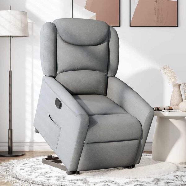 vidaXL Relaxsessel mit Aufstehhilfe Hellgrau Stoff