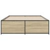 vidaXL Bettgestell Sonoma-Eiche 135x190 cm Holzwerkstoff und Metall