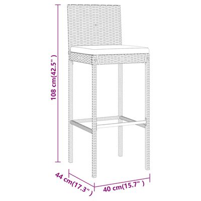 vidaXL 9-tlg. Gartenbar-Set mit Kissen Schwarz Poly Rattan