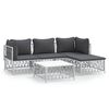 vidaXL 5-tlg. Garten-Lounge-Set mit Kissen Wei&szlig; Stahl