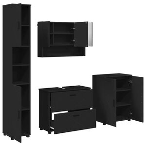 vidaXL Badezimmerm&ouml;bel-Set 4 stk. Schwarz 35 x 30 x 192 cm