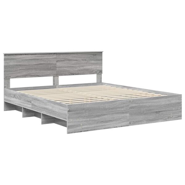 vidaXL Bettrahmen Graues Sonoma 200 x 200 cm Holzwerkstoff