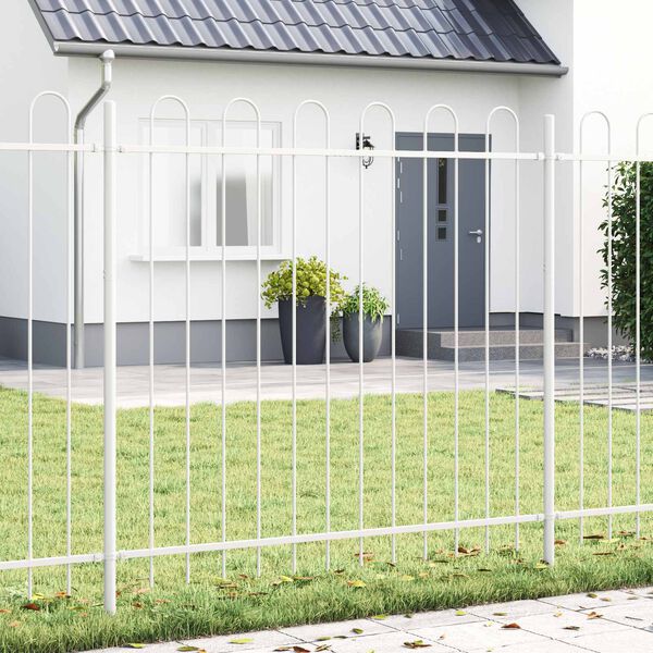 vidaXL Gartenzaun 3 pcs Wei&szlig; 5,1 x 0,8 m Pulverbeschichteter Stahl