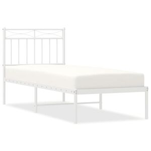 vidaXL Metallbett ohne Matratze mit Kopfteil Wei&szlig; 75x190 cm