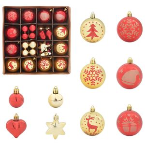 vidaXL Weihnachtskugel-Set 40 stk. Gold und Rot &Oslash; 6 cm Kunststoff
