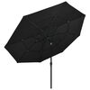 vidaXL Sonnenschirm mit Aluminium-Mast 3-lagig Schwarz 3,5 m