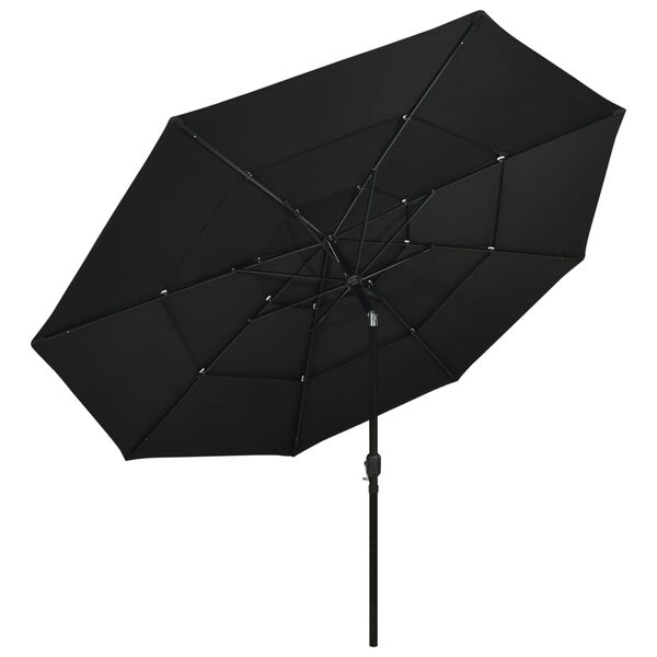 vidaXL Sonnenschirm mit Aluminium-Mast 3-lagig Schwarz 3,5 m