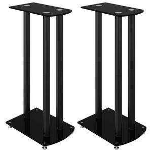 vidaXL Lautsprecher-St&auml;nder 2 Stk. Schwarz Hartglas 3 S&auml;ulen