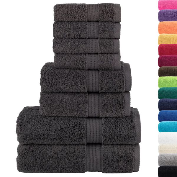 vidaXL 8 tlg. Premium-Handtuch-Set SOLUND Anthrazit 600 g/m&sup2;