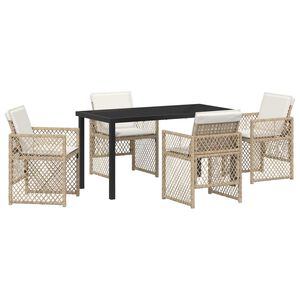 vidaXL Garten Essgruppe 5 pcs Beige Poly-Rattan
