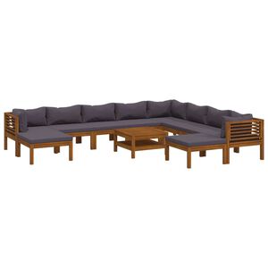 vidaXL 11-tlg. Garten-Lounge-Set mit Auflage Massivholz Akazie