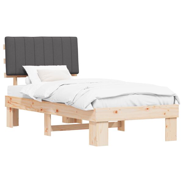 vidaXL Bettgestell mit gepolstertem Kopfteil Dunkelgrau 90 x 190 cm
