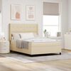 vidaXL LED Boxspringbett mit Matratze Creme 160 x 200 cm Stoff