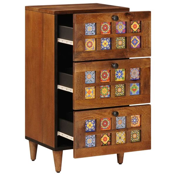 vidaXL Sideboard mit Speicher Walnuss 40 x 33 x 75 cm Massivholz Mango