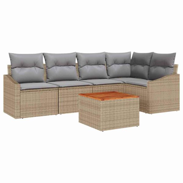vidaXL Gartensofa-set 6 pcs Beige und Hellgrau Poly-Rattan