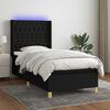 vidaXL Boxspringbett mit Matratze & LED Schwarz 100x200 cm Stoff