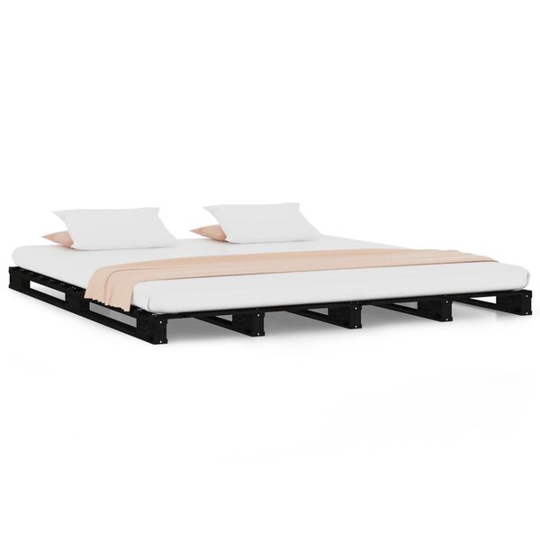 vidaXL Palettenbett Schwarz 140x190 cm Massivholz Kiefer